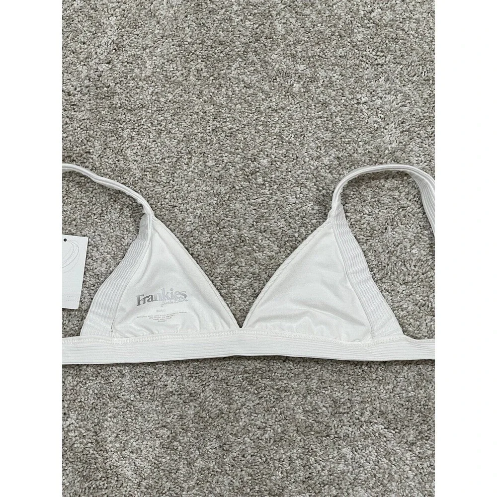 FRANKIE'S BIKINIS Georgia Ribbed Bralette Bikini Top White Size - Small